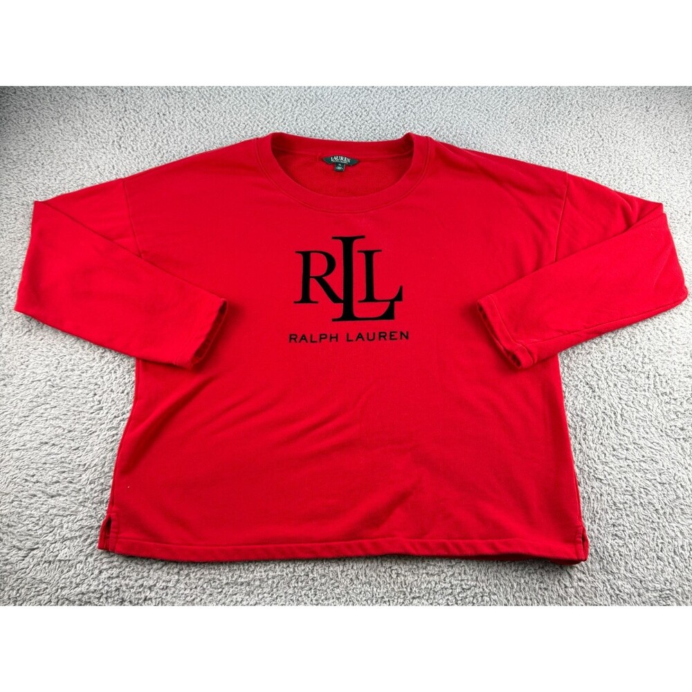 Lauren Ralph Lauren Sweater Womens Size XL Red Sweatshirt Big Logo Spellout